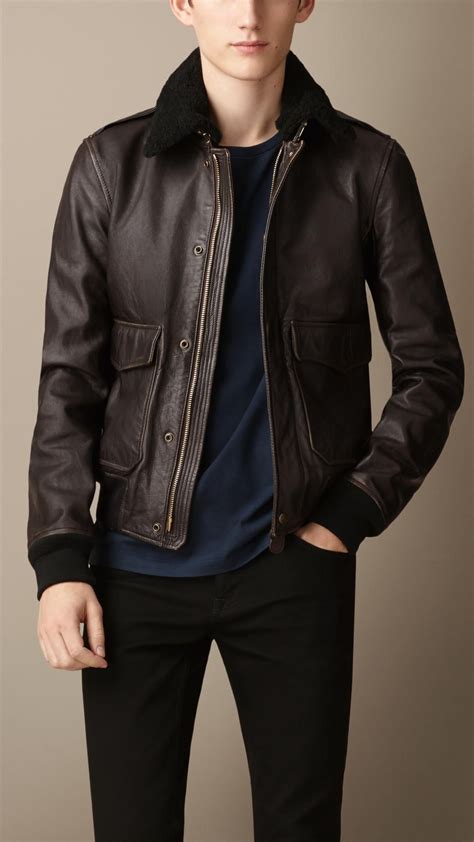 mens burberry leather bomber jacket|Burberry windbreaker jacket.